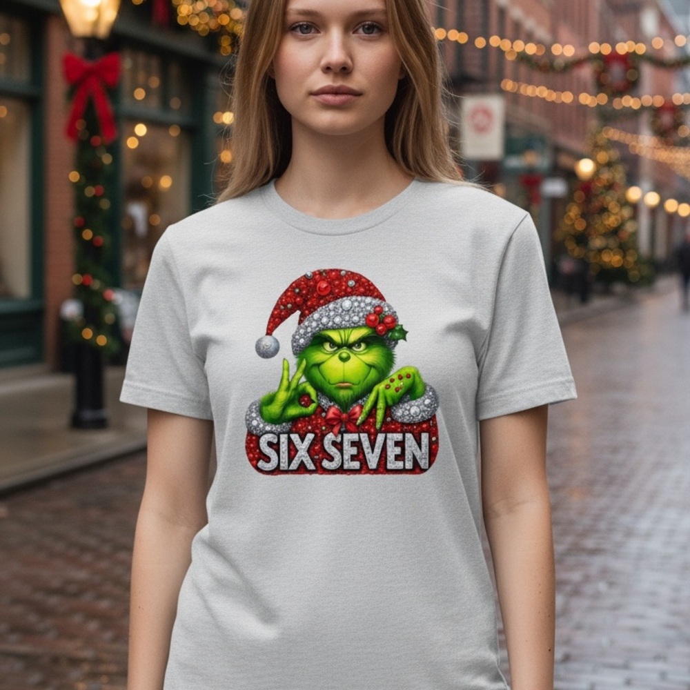 Grinch Inspired SIX SEVEN Tee – Funny Festive Christmas Shirt